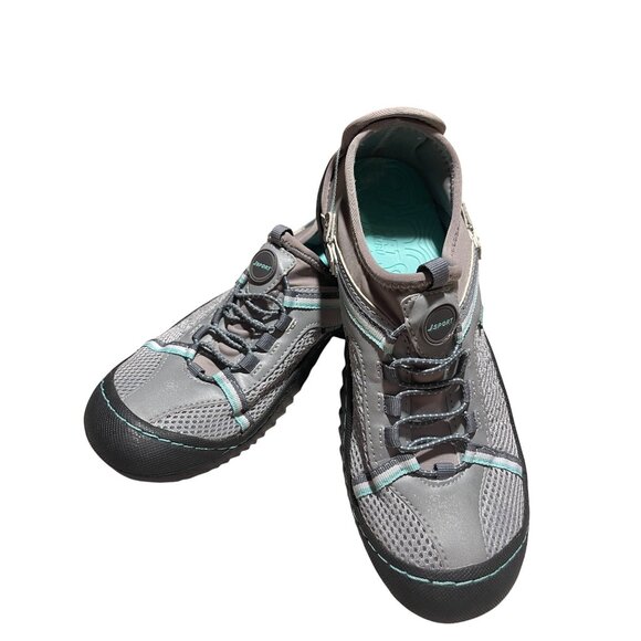 Jsport by Jambu Water-Ready Slip-On Women Shoes 7.5M Gray/Teal Mesh Vegan Upper - Picture 3 of 13